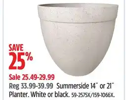 Canadian Tire Summerside 14˝ or 21˝ Planter. White or black offer