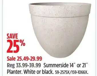 Canadian Tire Summerside 14˝ or 21˝ Planter. White or black offer