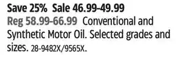 Canadian Tire Castrol Conventional and Synthetic Motor Oil offer