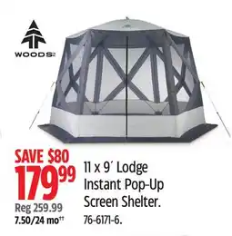 Canadian Tire Woods 11 x 9´ Lodge Instant Pop-Up Screen Shelter offer
