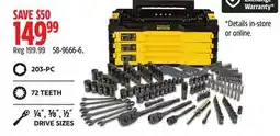 Canadian Tire Stanley 203-PC 72 TEETH ¼ , ⅜ , ½ DRIVE SIZES offer