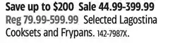 Canadian Tire Lagostina Selected Lagostina Cooksets and Frypans offer