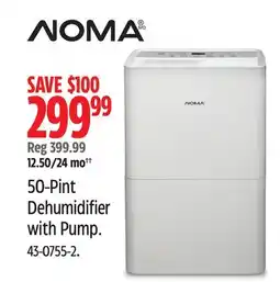 Canadian Tire NOMA 50-Pint Dehumidifier with Pump offer