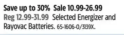 Canadian Tire Selected Energizer and Rayovac Batteries offer