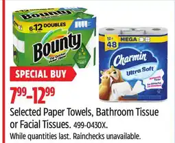 Canadian Tire Selected Paper Towels, Bathroom Tissue or Facial Tissues offer