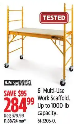 Canadian Tire metaltech 6´ Multi-Use Work Scaffold. Up to 1000-lb capacity offer