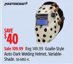 Canadian Tire Mastercraft Goalie-Style Auto-Dark Welding Helmet, Variable- Shade offer