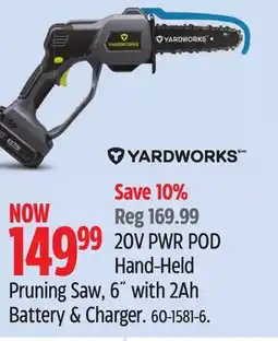Canadian Tire yardworks 20V PWR POD Hand-Held Pruning Saw offer