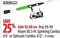 Canadian Tire Zebco Roam 30 2-Pc Spinning Combo, 6´6˝ or Spincast Combo, 6´0˝ offer