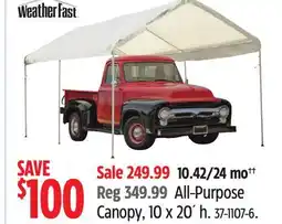 Canadian Tire Weatherfast All-Purpose Canopy, 10 x 20´ h offer