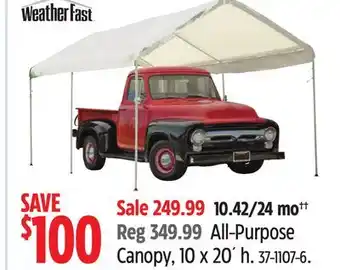Canadian Tire Weatherfast All-Purpose Canopy, 10 x 20´ h offer