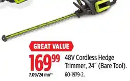 Canadian Tire Yardworks 48V Cordless Hedge Trimmer offer