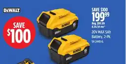 Canadian Tire Dewalt 20V MAX 5Ah Battery, 2-Pk offer