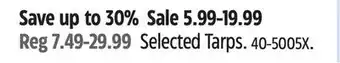 Canadian Tire Selected Tarps offer