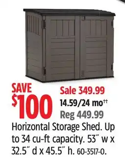 Canadian Tire Suncast Horizontal Storage Shed offer
