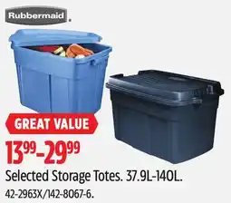 Canadian Tire Rubbermaid Selected Storage Totes offer