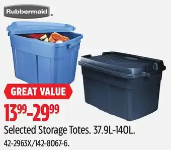 Canadian Tire Rubbermaid Selected Storage Totes offer