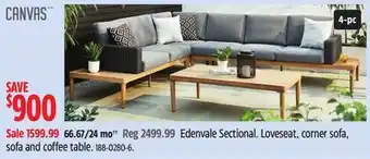 Canadian Tire Edenvale Sectional. Loveseat, corner sofa, sofa and coffee table offer