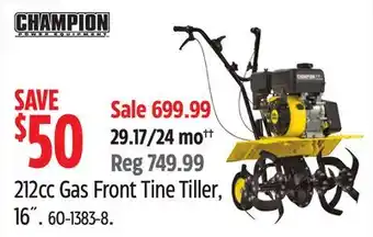 Canadian Tire Champion 212cc Gas Front Tine Tiller, 16˝ offer