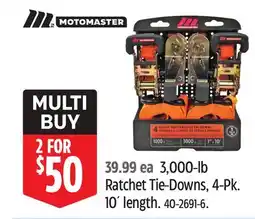 Canadian Tire Motomaster 3,000-lb Ratchet Tie-Downs, 4-Pk. 10´ length offer