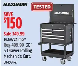 Canadian Tire 5-Drawer Rolling Mechanic's Cart offer