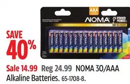Canadian Tire NOMA 30/AAA Alkaline Batteries offer