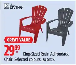 Canadian Tire For Living King-Sized Resin Adirondack Chair offer