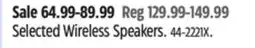 Canadian Tire Selected Wireless Speakers offer
