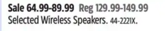 Canadian Tire Selected Wireless Speakers offer