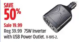 Canadian Tire Bluehive 75W Inverter with USB Power Outlet offer