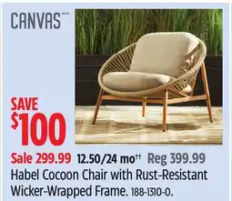 Canadian Tire CANVAS Habel Cocoon Chair with Rust-Resistant Wicker-Wrapped Frame offer