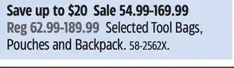 Canadian Tire Dewalt Selected Tool Bags, Pouches and Backpack offer
