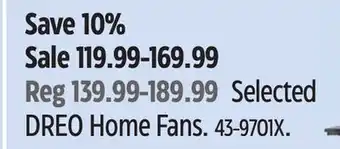 Canadian Tire Dreo Selected DREO Home Fans offer