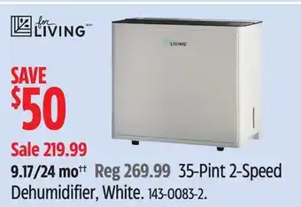 Canadian Tire For Living 35-Pint 2-Speed Dehumidifier offer