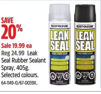 Canadian Tire Rust-Oleum Leak Seal Rubber Sealant Spray, 405g. Selected colours offer