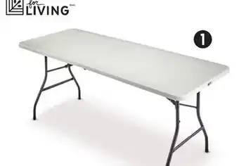 Canadian Tire For-Living 6´ Folding Table with Carry Handle, White offer