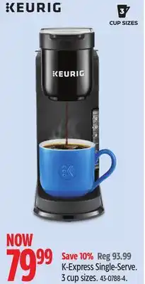 Canadian Tire Keurig K-Express Single-Serve. 3 cup sizes offer