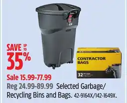 Canadian Tire Selected Garbage/ Recycling Bins and Bags offer