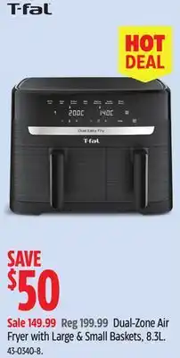 Canadian Tire T-FAL Dual-Zone air Fryer with Large & Small Baskets offer