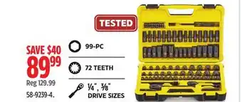 Canadian Tire Stanley Black Chrome Socket Sets offer