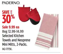 Canadian Tire Paderno Selected Kitchen Towels and Neoprene Mini Mitts, 2-Packs offer