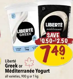 Farm Boy Liberté Greek or Méditerranée Yogurt offer