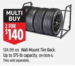 Canadian Tire MotoMaster Wall-Mount Tire Rack. Up to 375-lb capacity offer