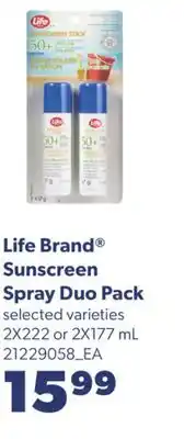 Real Canadian Superstore LIFE BRAND SUNSCREEN SPRAY DUO PACK, 2X222 or 2X177 mL offer