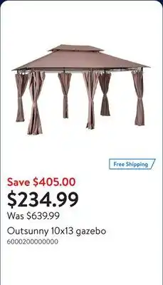 Walmart Outsunny 10x13 gazebo offer
