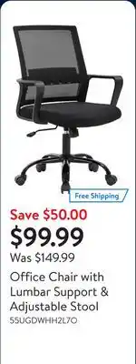 Walmart Office Chair with Lumbar Support & Adjustable Stool offer