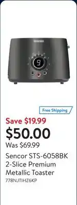 Walmart Sencor STS-6058BK 2-Slice Premium Metallic Toaster offer