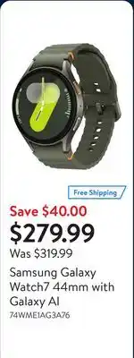 Walmart Samsung Galaxy Watch7 44mm with Galaxy AI  offer