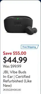 Walmart JBL Vibe Buds In-Ear | Certified Refurbished (Like New) offer