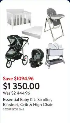 Walmart Essential Baby Kit: Stroller, Bassinet, Crib & High Chair offer